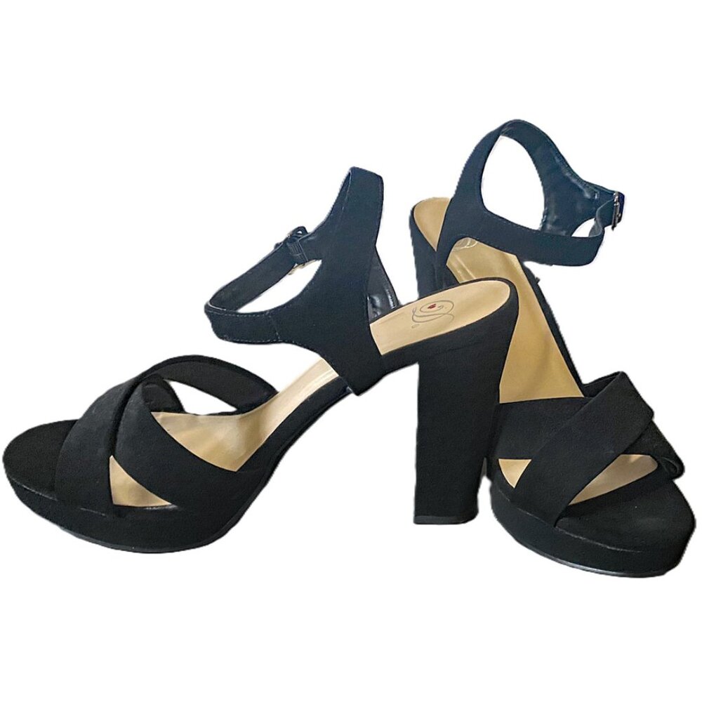 Delicious Black Open Toe Heels